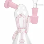7" Milky Pink Recycler Glass Bong