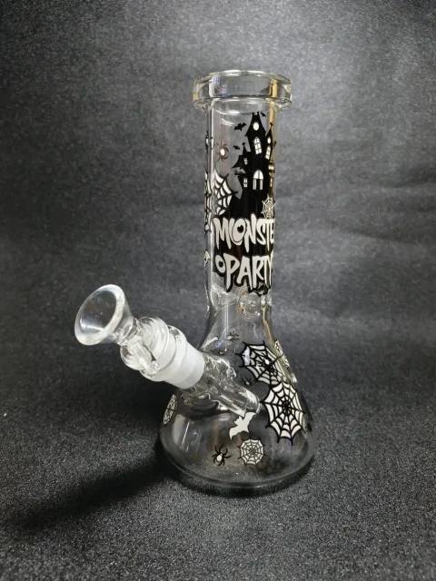 Monster Mash Gothic Spider Castle Glow Beaker Glass Bong