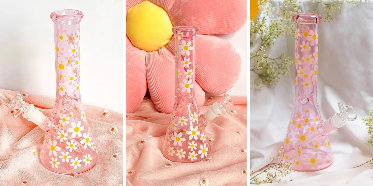 Pink Daisy Glass Bong