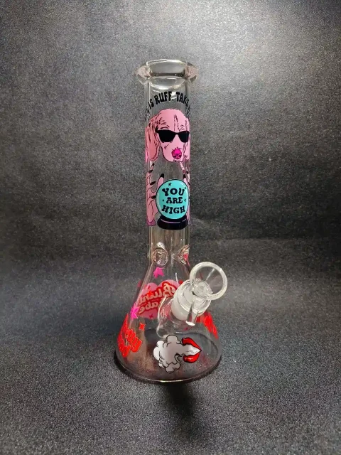 10" Pink Dog Fortune “You Are High” Beaker Glass Bong