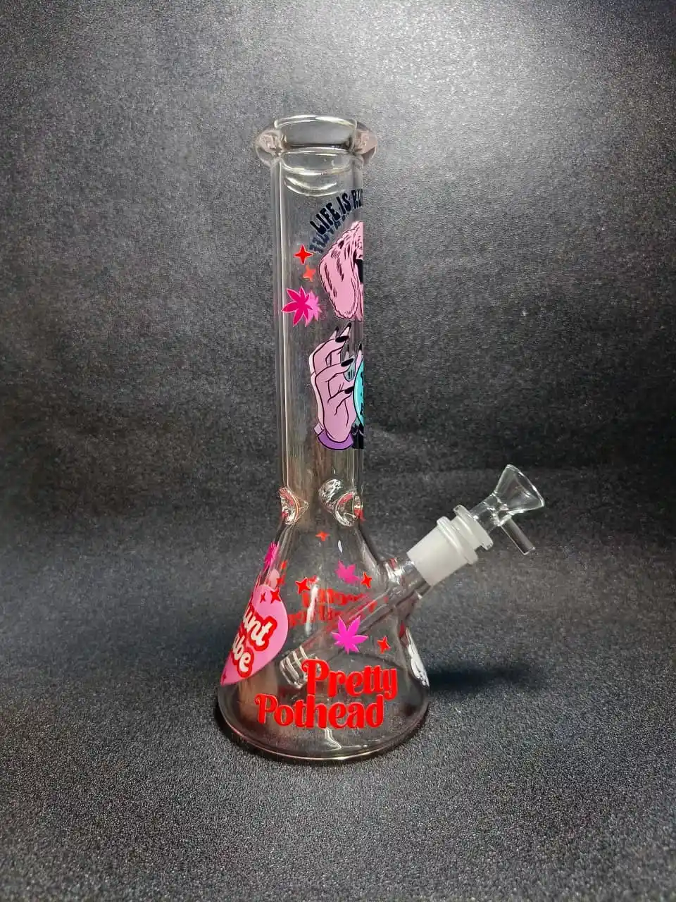 10" Pink Dog Fortune “You Are High” Beaker Glass Bong