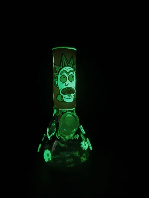 Rick & Morty Multiverse Madness Glow-in-the-Dark Beaker Glass Bong-Glows