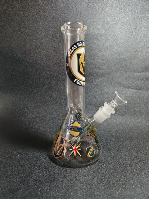Vegas Golden Knights Beaker Glass Bong-2 Vegas Golden Knights Beaker Glass Bong