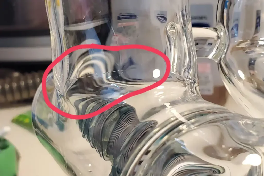 a Crack in a Glass Bong
