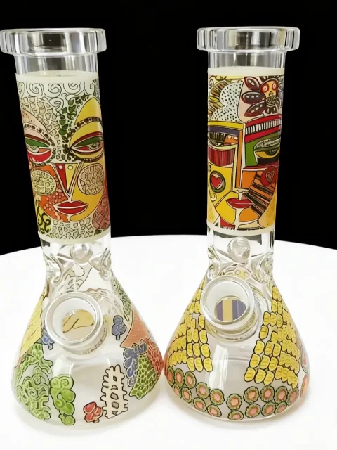 8" Abstract Tribal Beaker Glass Bong