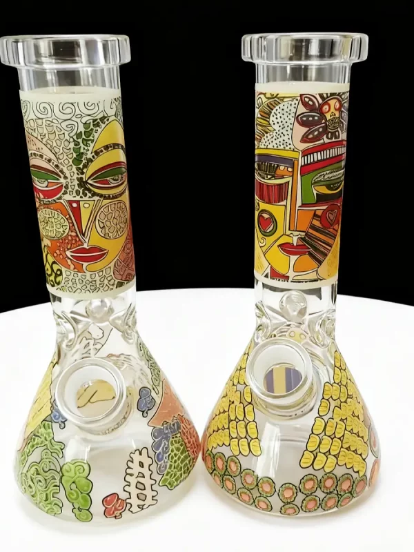 8" Abstract Tribal Beaker Glass Bong