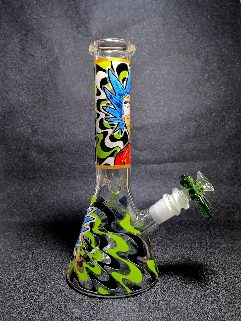 Acid Slime Flow Rick Psychedelic Beaker Glass Bong