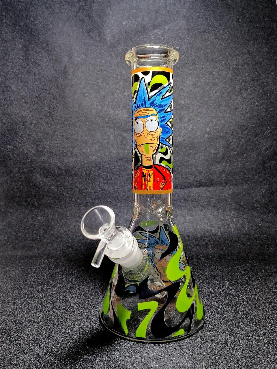 Acid Slime Flow Rick Psychedelic Beaker Glass Bong