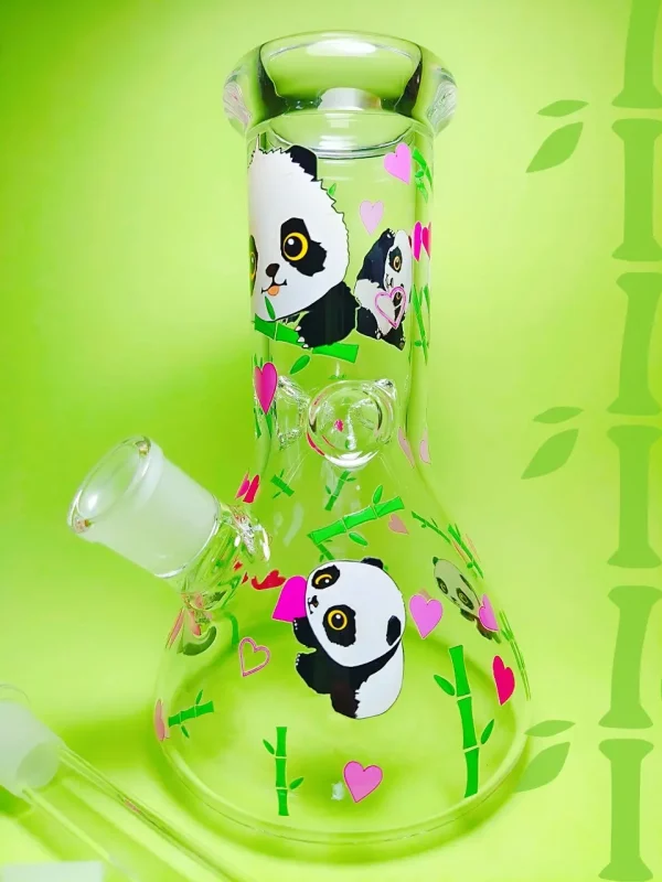 8" 5mm Adorable Panda Glass Beaker Bong