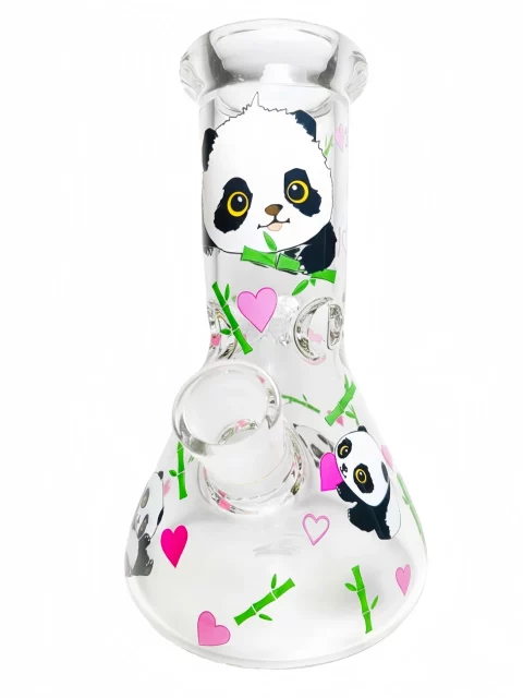 8" 5mm Adorable Panda Glass Beaker Bong