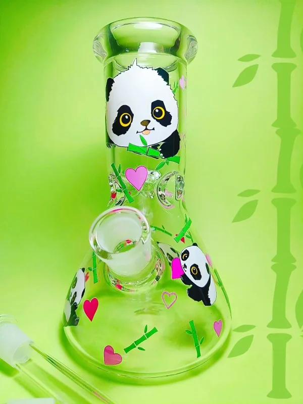 8" 5mm Adorable Panda Glass Beaker Bong