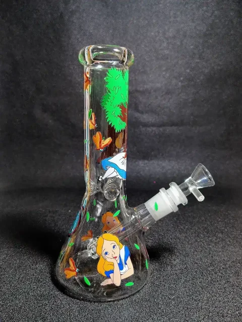 Alice in Wonderland Disney Enchanted Garden Beaker Glass Bong Alice in Wonderland Disney Enchanted Garden Beaker Glass Bong