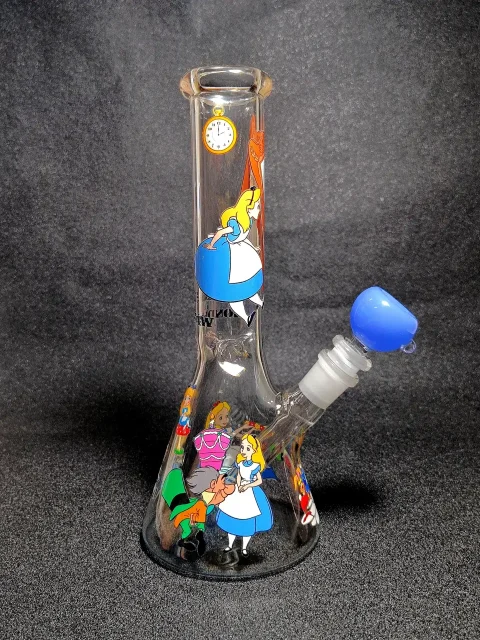 10″ Alice in Wonderland Fantasy Story Beaker Glass Bong 10" Alice in Wonderland Fantasy Story Beaker Glass Bong