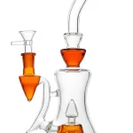 10" Amber Orange Science Glass Showerhead Perc Bong