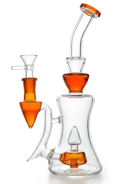 10" Amber Orange Science & Art Glass Perc Bong