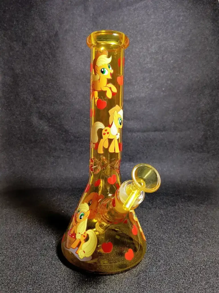 Applejack My Little Pony Amber Yellow Apple Orchard Beaker Glass Bong