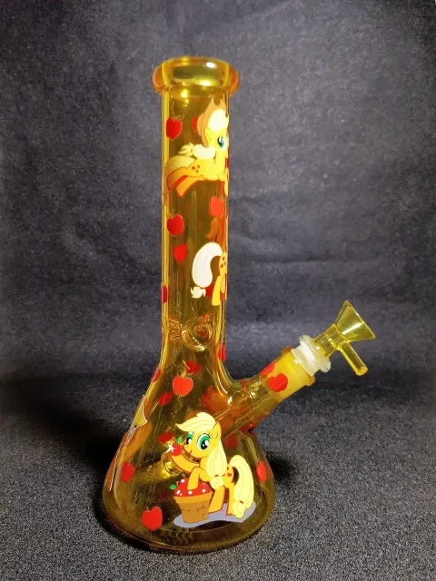 Applejack My Little Pony Amber Yellow Apple Orchard Beaker Glass Bong Applejack My Little Pony Amber Yellow Apple Orchard Beaker Glass Bong