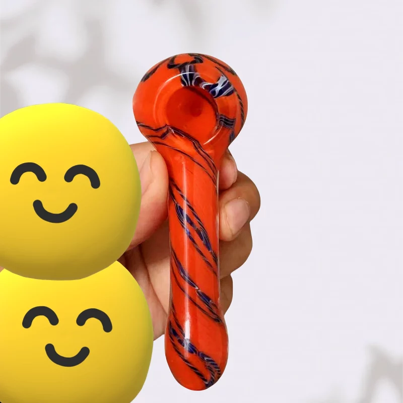 4.3" Artisan Glass Hand Pipe with Floral Accent