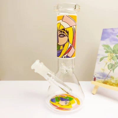 8" Artistic Abstract Face Glass Beaker Bong