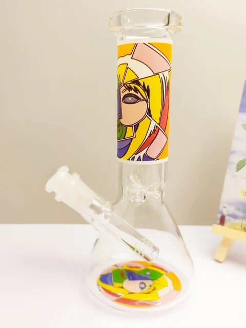 8" Artistic Abstract Face Glass Beaker Bong