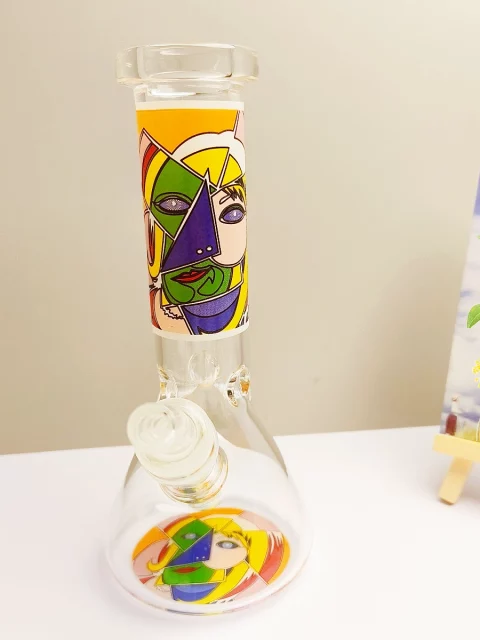 8" Artistic Abstract Face Glass Beaker Bong