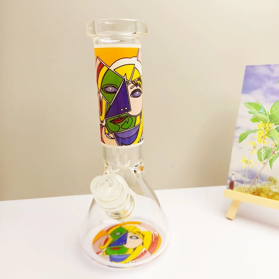 8" Artistic Abstract Face Glass Beaker Bong