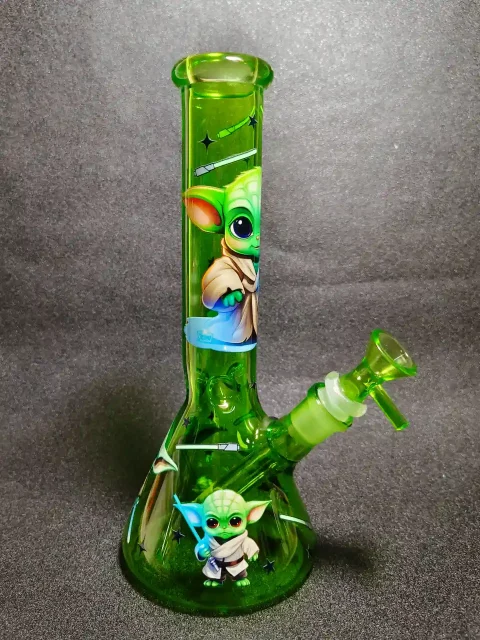 Baby Yoda Star Wars Lightsaber Green Beaker Glass Bong Baby Yoda Star Wars Lightsaber Green Beaker Glass Bong