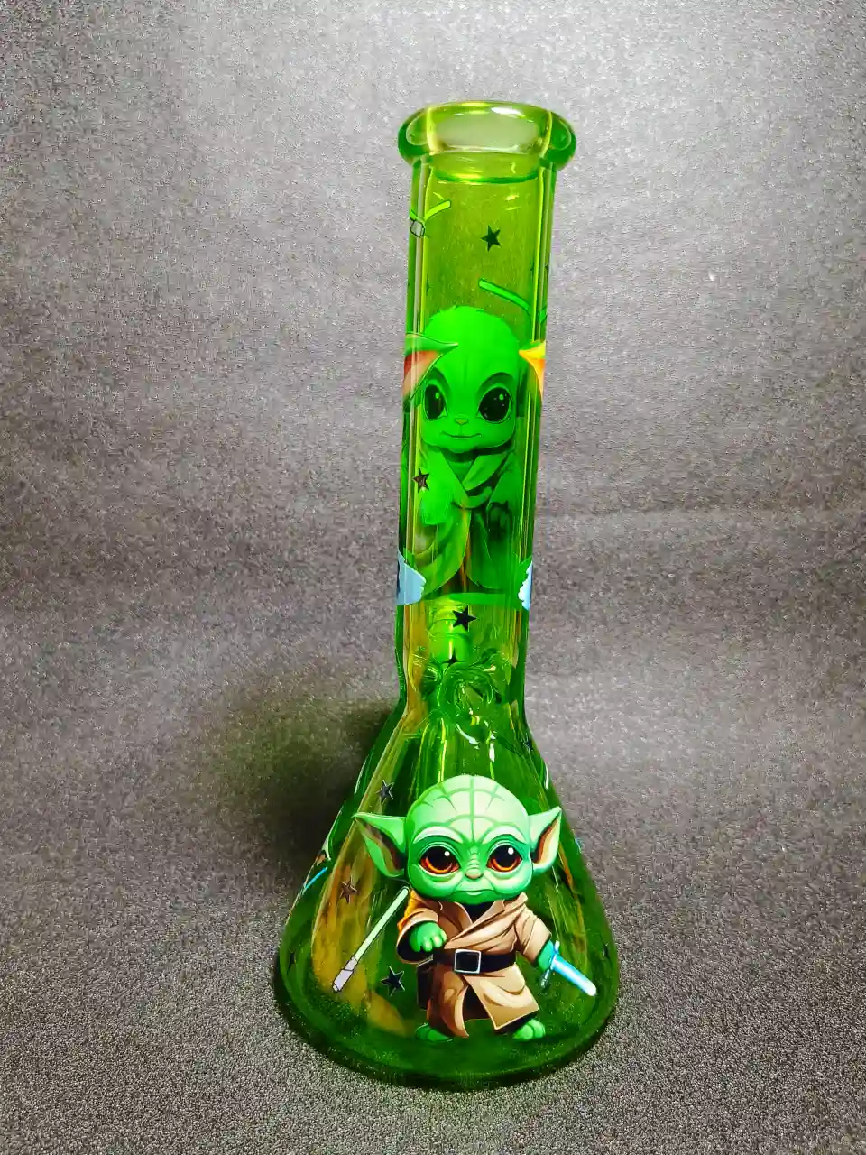 Baby Yoda Star Wars Lightsaber Green Beaker Glass Bong