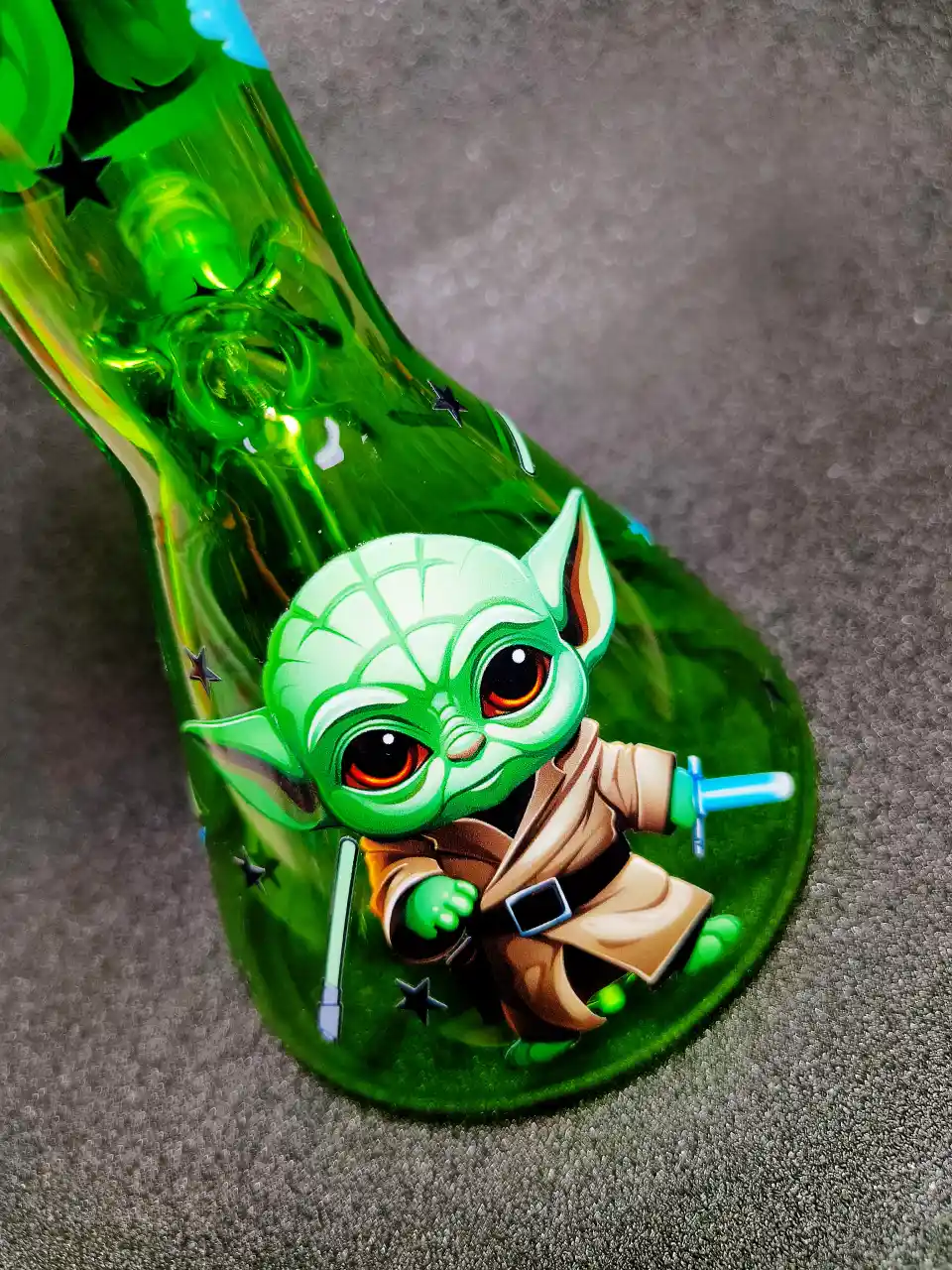 Baby Yoda Star Wars Lightsaber Green Beaker Glass Bong