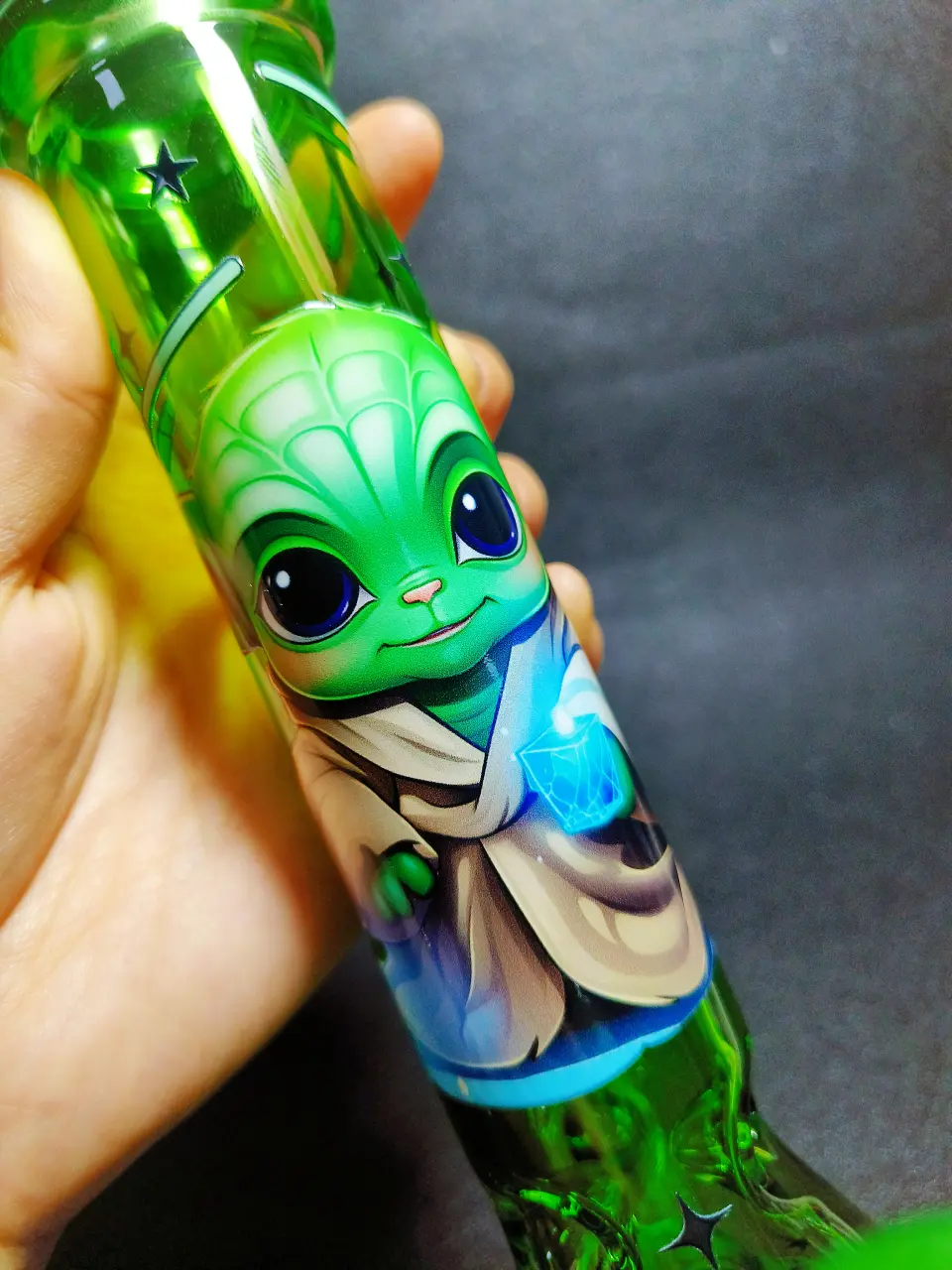 Baby Yoda Star Wars Lightsaber Green Beaker Glass Bong