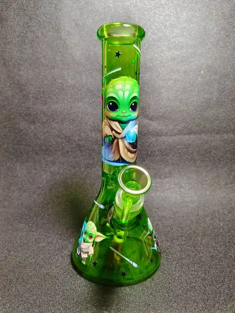 Baby Yoda Star Wars Lightsaber Green Beaker Glass Bong