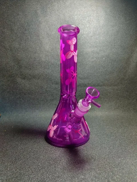 10" Balloon Dog Purple Iridescent Beaker Glass Bong
