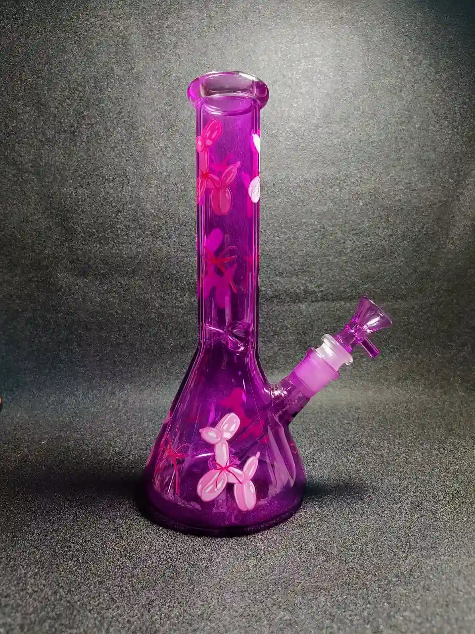 10" Balloon Dog Purple Iridescent Beaker Glass Bong