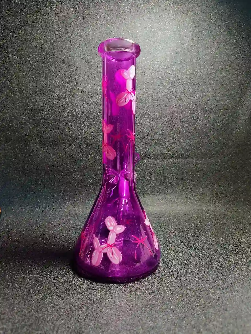 10" Balloon Dog Purple Iridescent Beaker Glass Bong