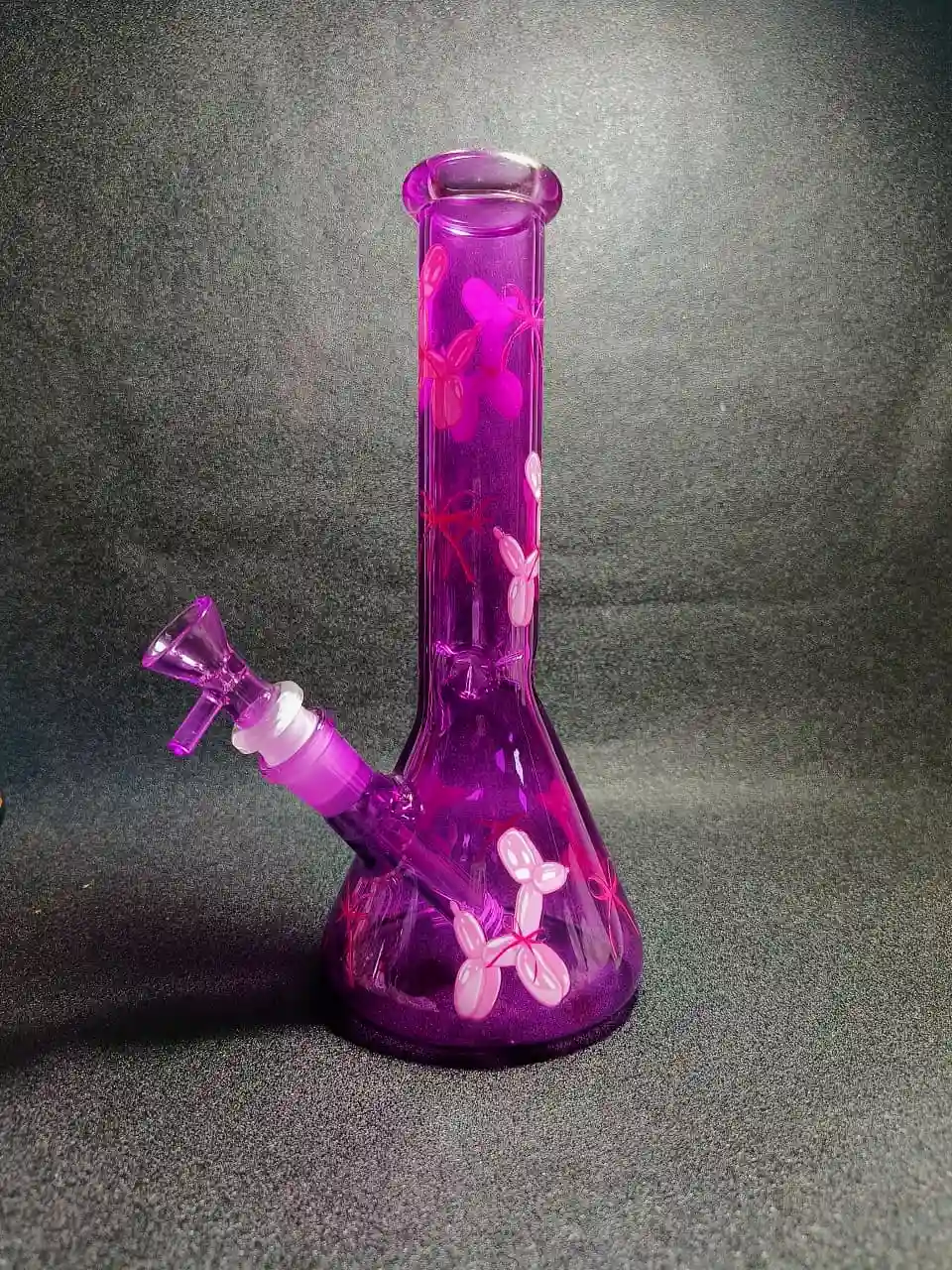 10" Balloon Dog Purple Iridescent Beaker Glass Bong