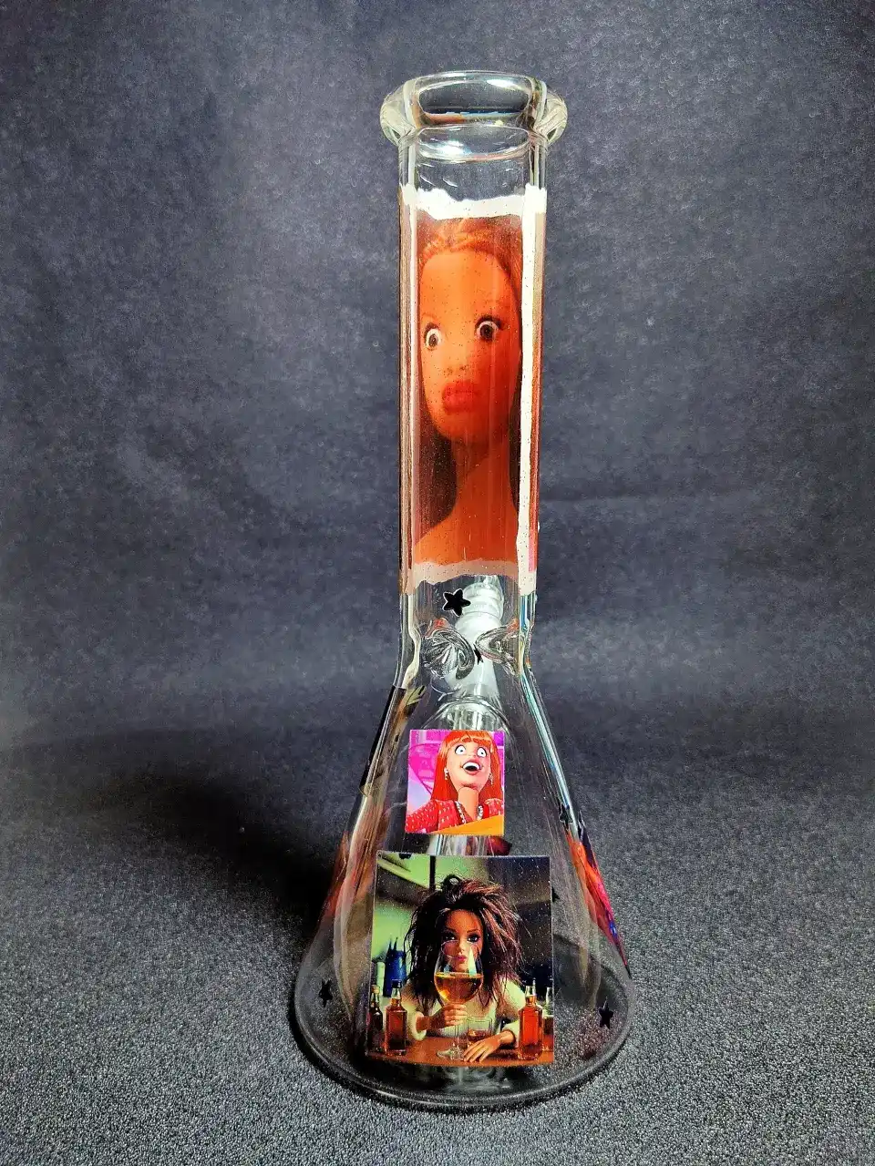 Barbie Shock Reaction Party Meme Beaker Glass Bong