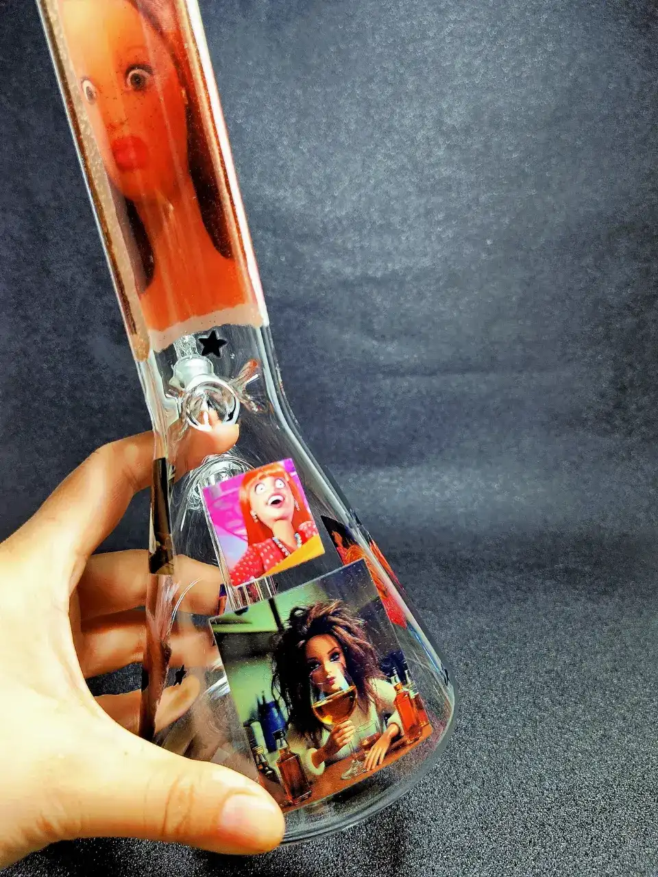 Barbie Shock Reaction Party Meme Beaker Glass Bong
