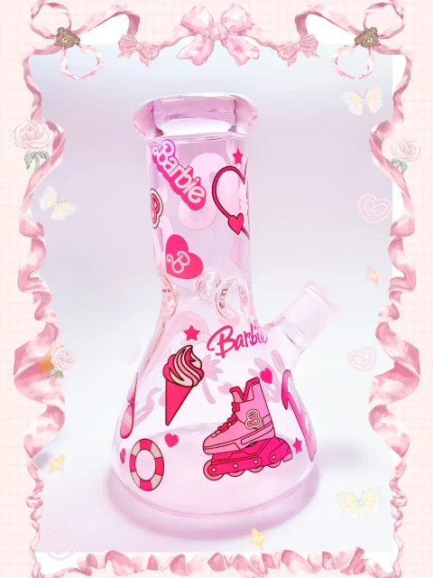 8″ Barbiecore Silhouette Pink Beaker Glass Bong 8" Barbiecore Silhouette Pink Beaker Glass Bong