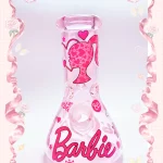 8" 5mm Sporty Barbie Pink Beaker Glass Bong