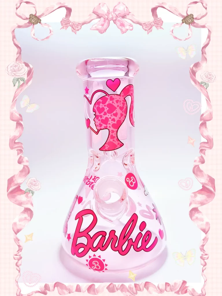 8" Barbiecore Silhouette Pink Beaker Glass Bong