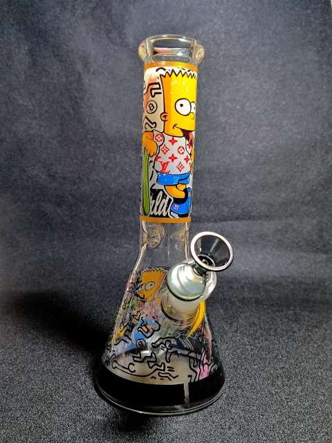 Bart Simpson LV-Inspired Luxury Street Art Beaker Glass Bong