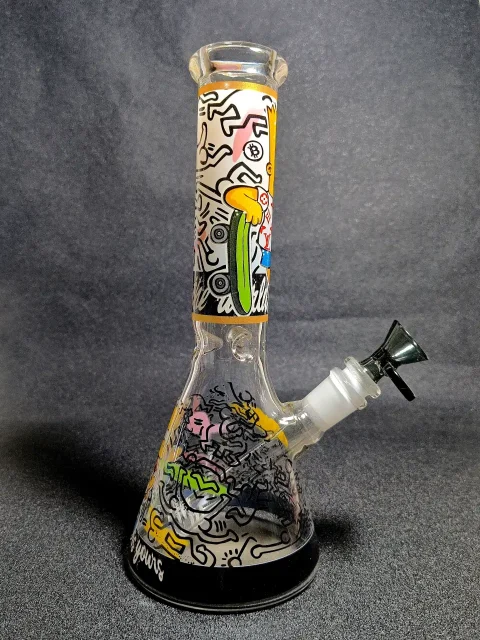 Bart Simpson LV-Inspired Luxury Street Art Beaker Glass Bong Bart Simpson LV-Inspired Luxury Street Art Beaker Glass Bong