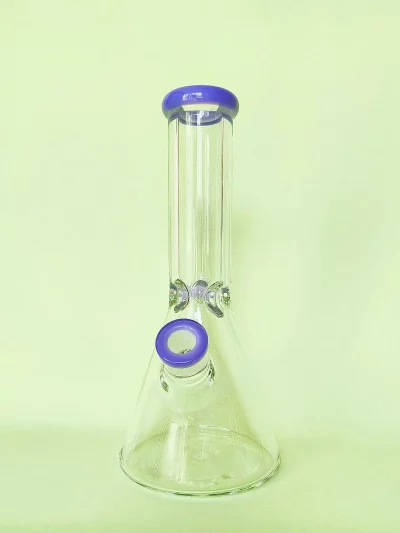 11.5" Beaker 9mm Thick Glass Bong with Lavender Accents
