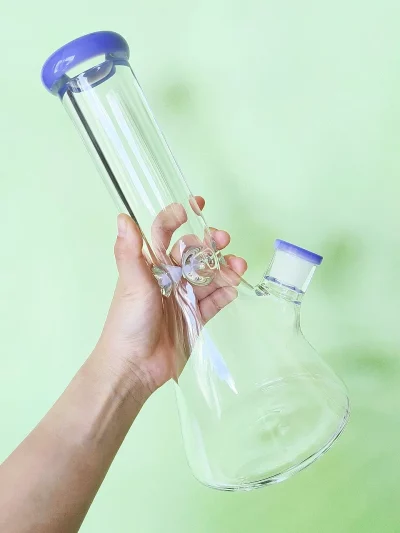 11.5" Beaker 9mm Thick Glass Bong with Lavender Accents