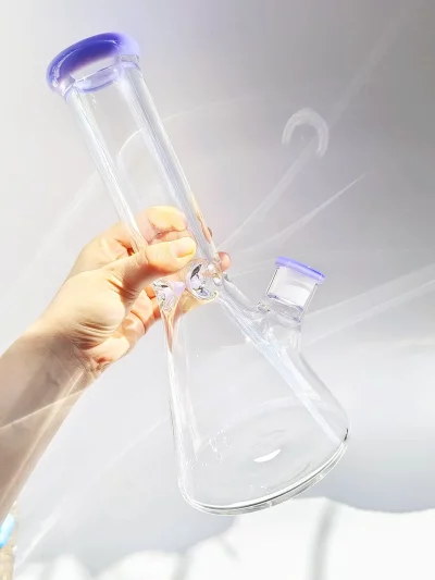 11.5" Beaker 9mm Thick Glass Bong with Lavender Accents