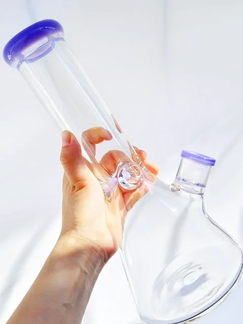 11.5" Beaker 9mm Thick Glass Bong with Lavender Accents