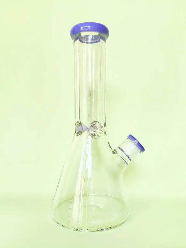 11.5" Beaker 9mm Thick Glass Bong with Lavender Accents