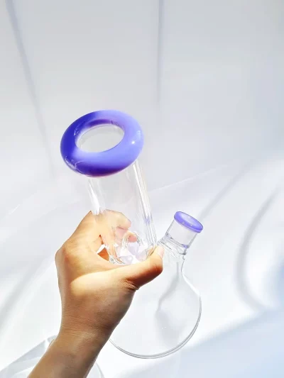 11.5" Beaker 9mm Thick Glass Bong with Lavender Accents