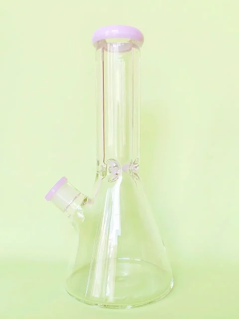 11.5" Beaker 9mm Thick Glass Bong with Pink Accents