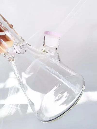 11.5" Beaker 9mm Thick Glass Bong with Pink Accents - Image 4